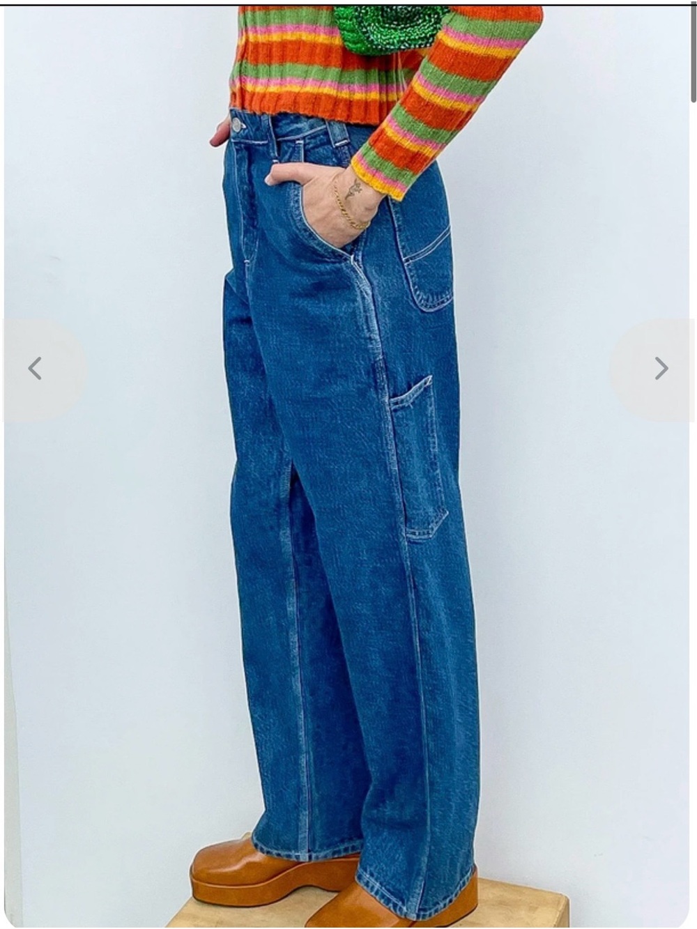 Lisa Says Gah Dark Blue Wide-Leg Utility Jeans - Picture 4 of 7